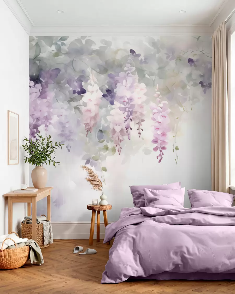 murais de parede Flores de glicínia pendentes w05795