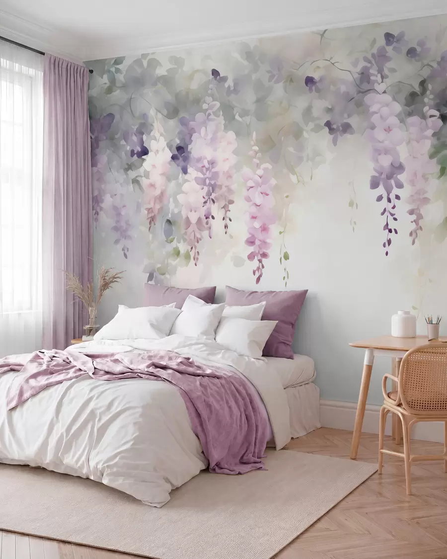 murais de parede Flores de glicínia pendentes w05795