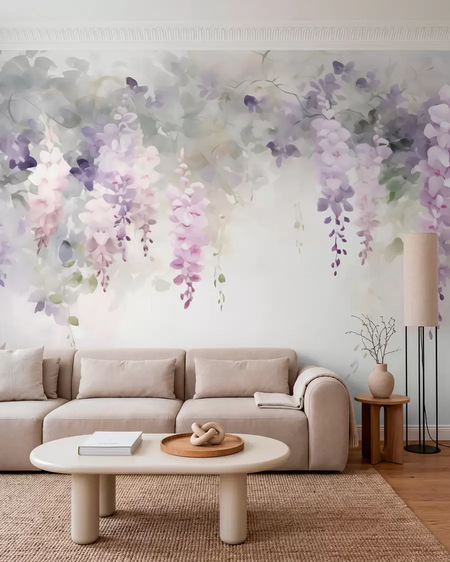 murais de parede Flores de glicínia pendentes w05795