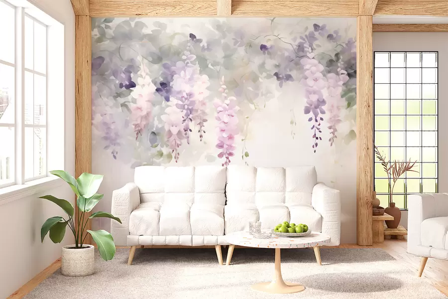 murais de parede Flores de glicínia pendentes w05795