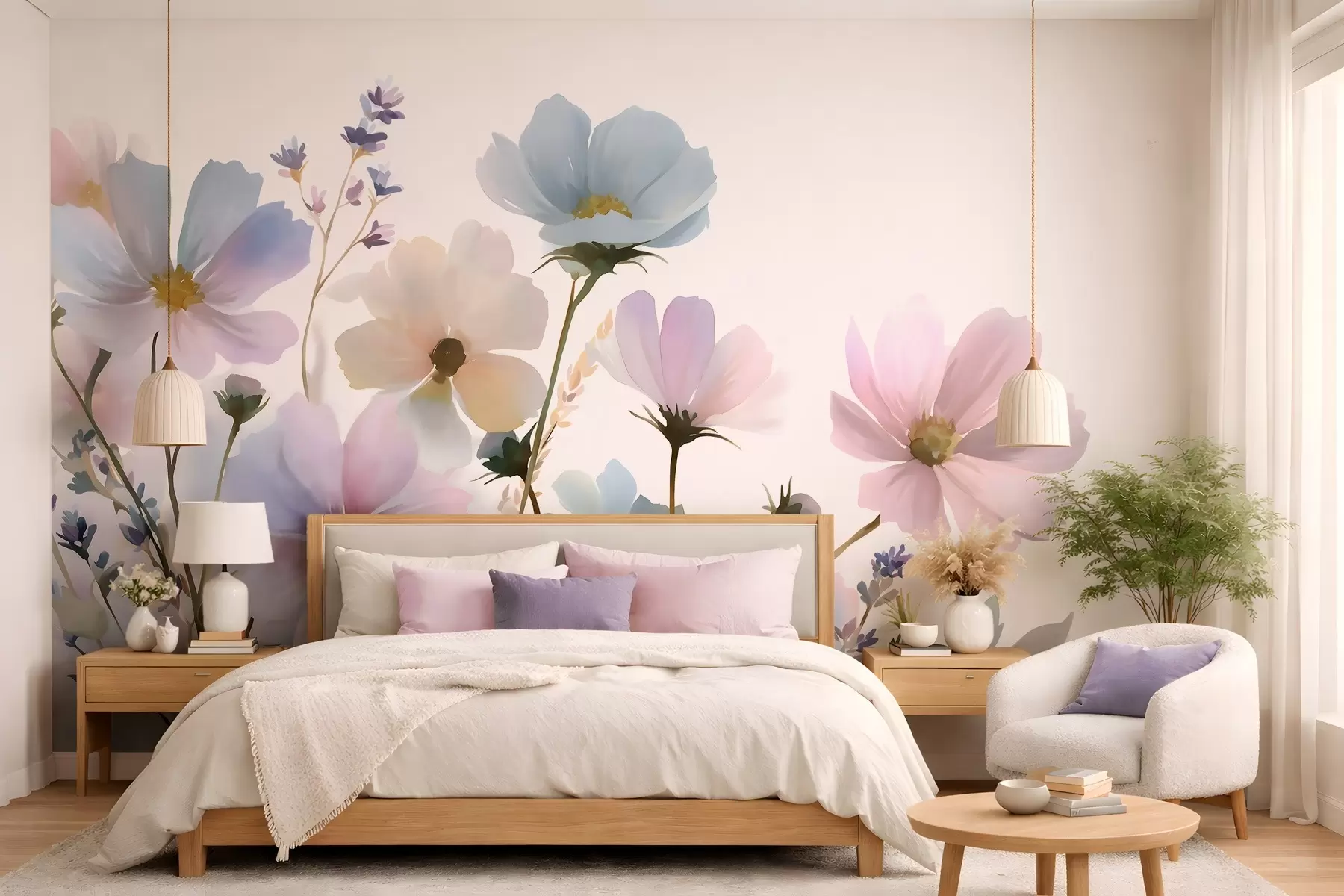 murais de parede Flores silvestres em estilo aquarela w05755
