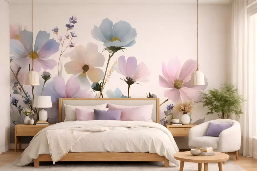 murais de parede Flores silvestres em estilo aquarela w05755