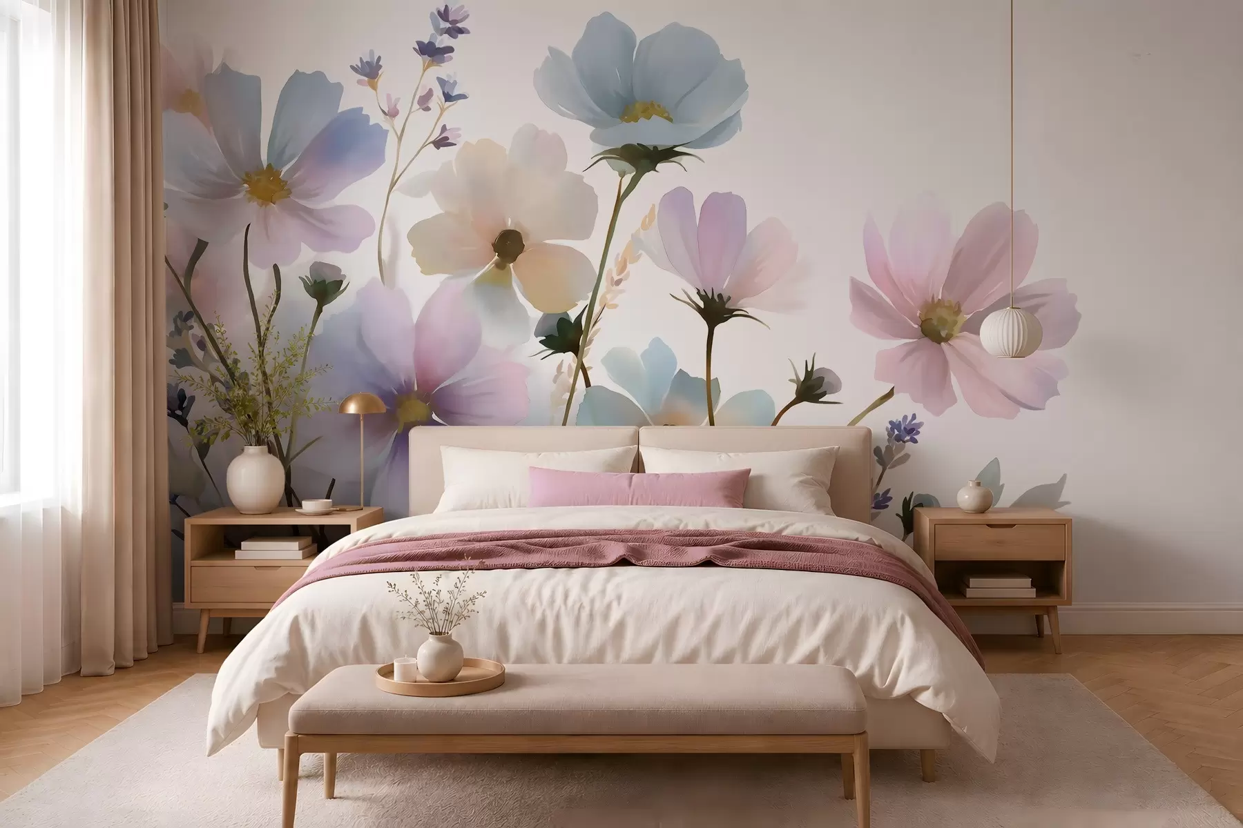murais de parede Flores silvestres em estilo aquarela w05755
