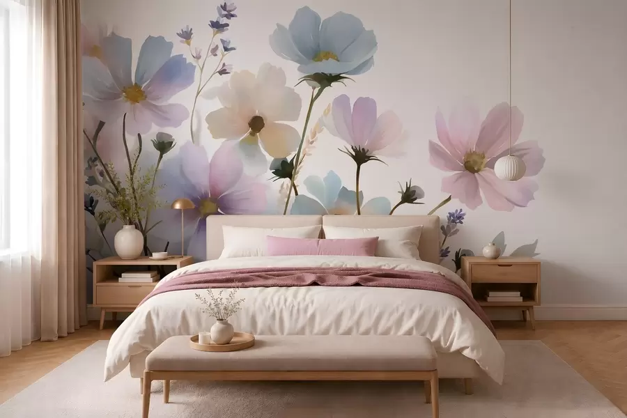 murais de parede Flores silvestres em estilo aquarela w05755
