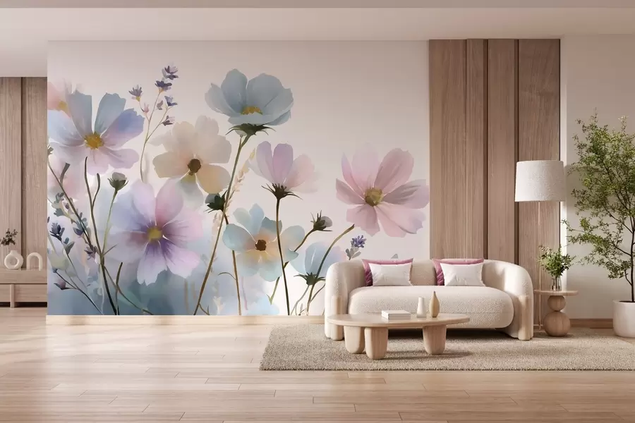 murais de parede Flores silvestres em estilo aquarela w05755