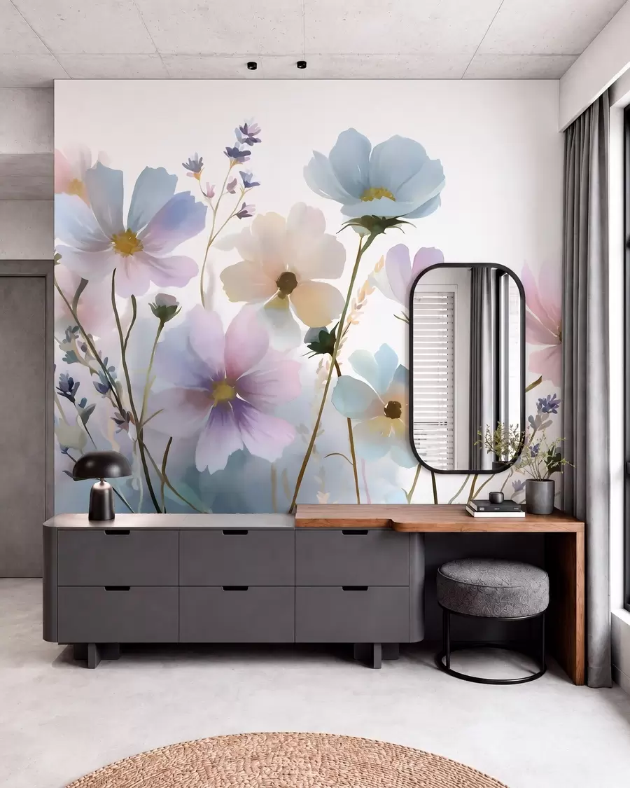 murais de parede Flores silvestres em estilo aquarela w05755