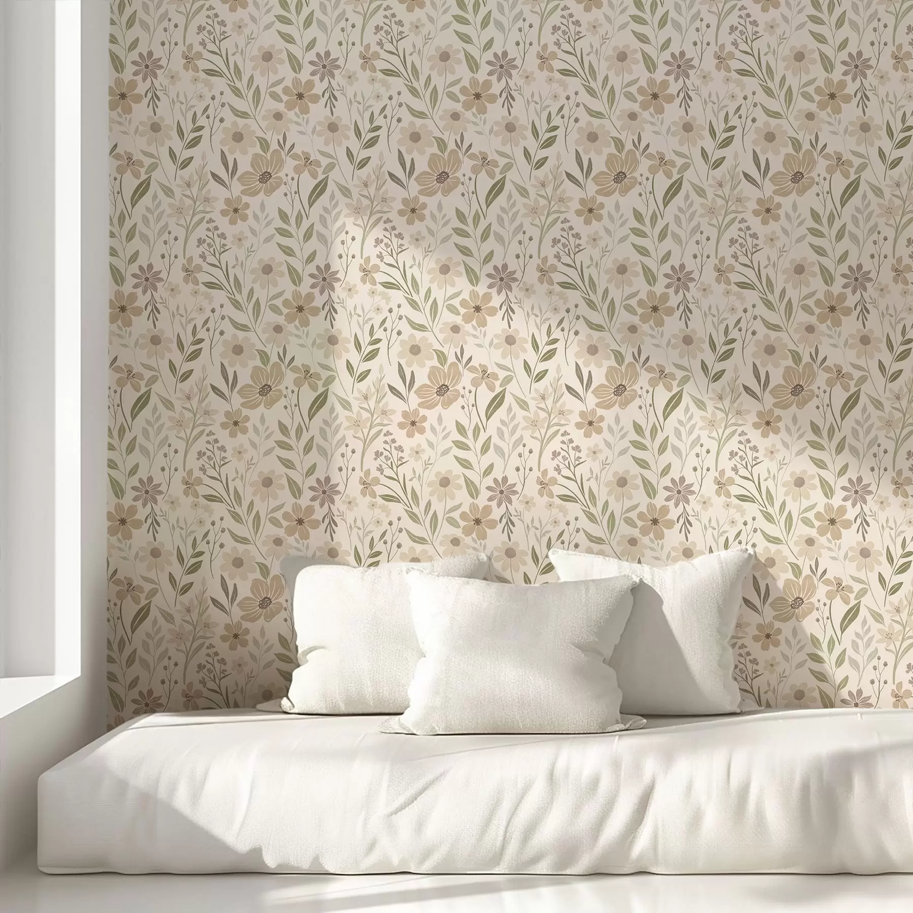 murais de parede Delicadas flores silvestres em tons naturais a01238