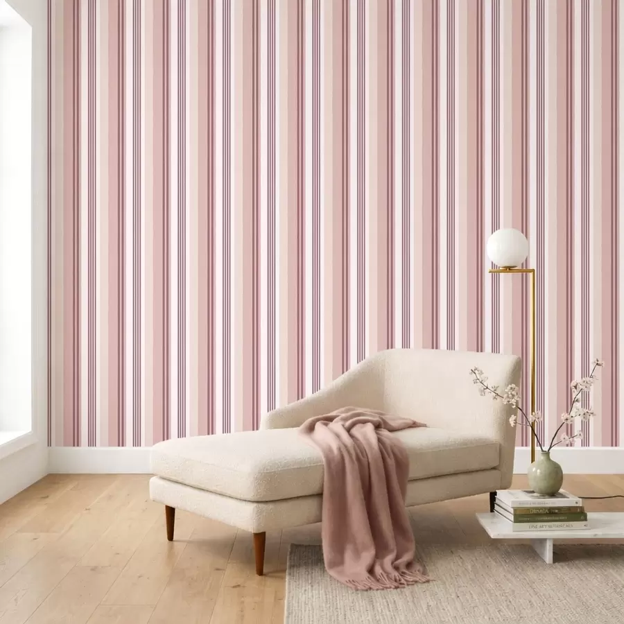 murais de parede Listras rosa e bordô sobre um fundo claro a01248v3