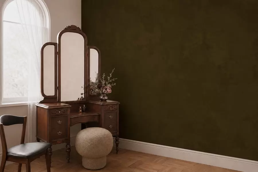 murais de parede Tom de verde-oliva escuro com textura suave e transições tonais naturais w05814v3