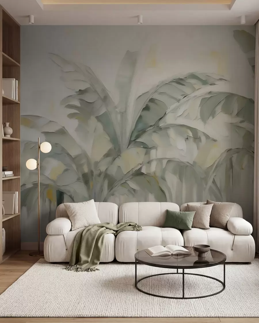 murais de parede Folhas de palmeira abstratas, imitação de pintura w05826