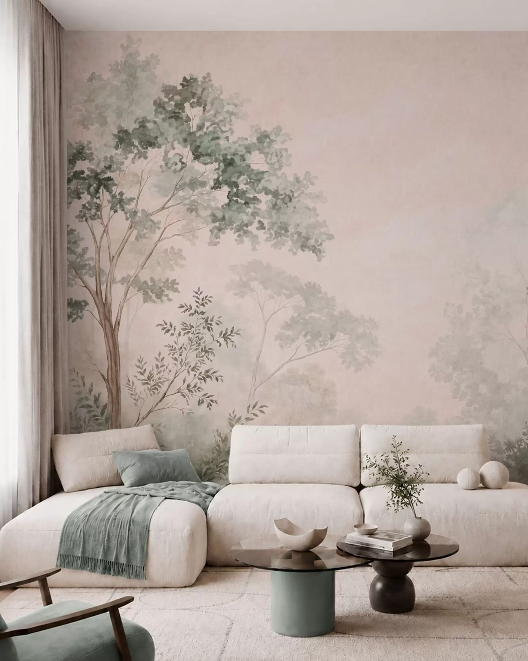 murais de parede Bosque em rosa suave w05856