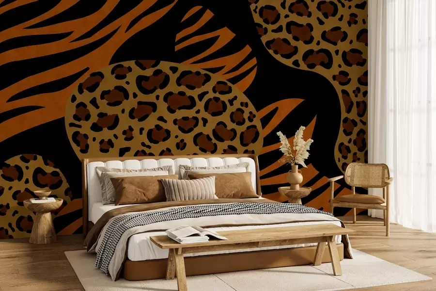 murais de parede Estampas de leopardo e tigre inspiradas em animais selvagens w05759
