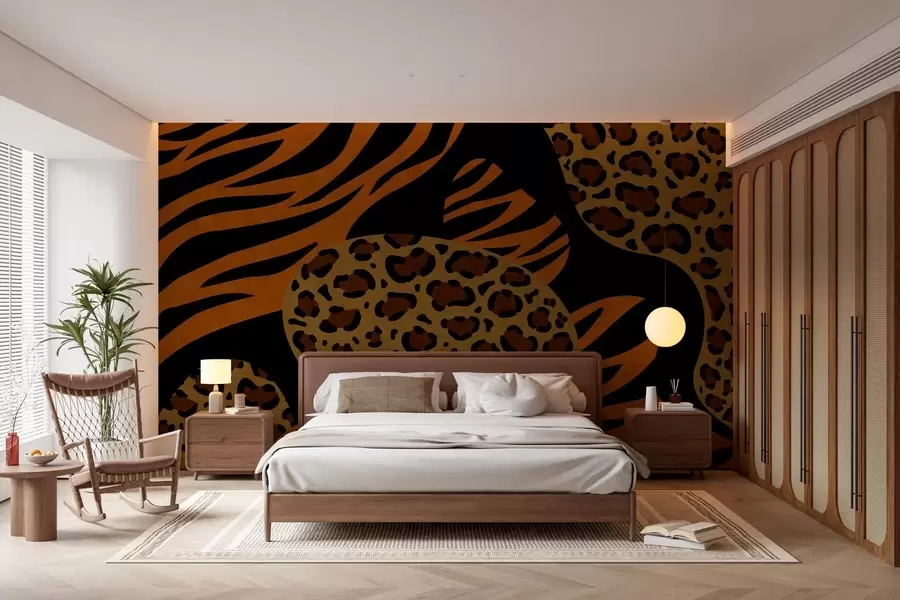 murais de parede Estampas de leopardo e tigre inspiradas em animais selvagens w05759