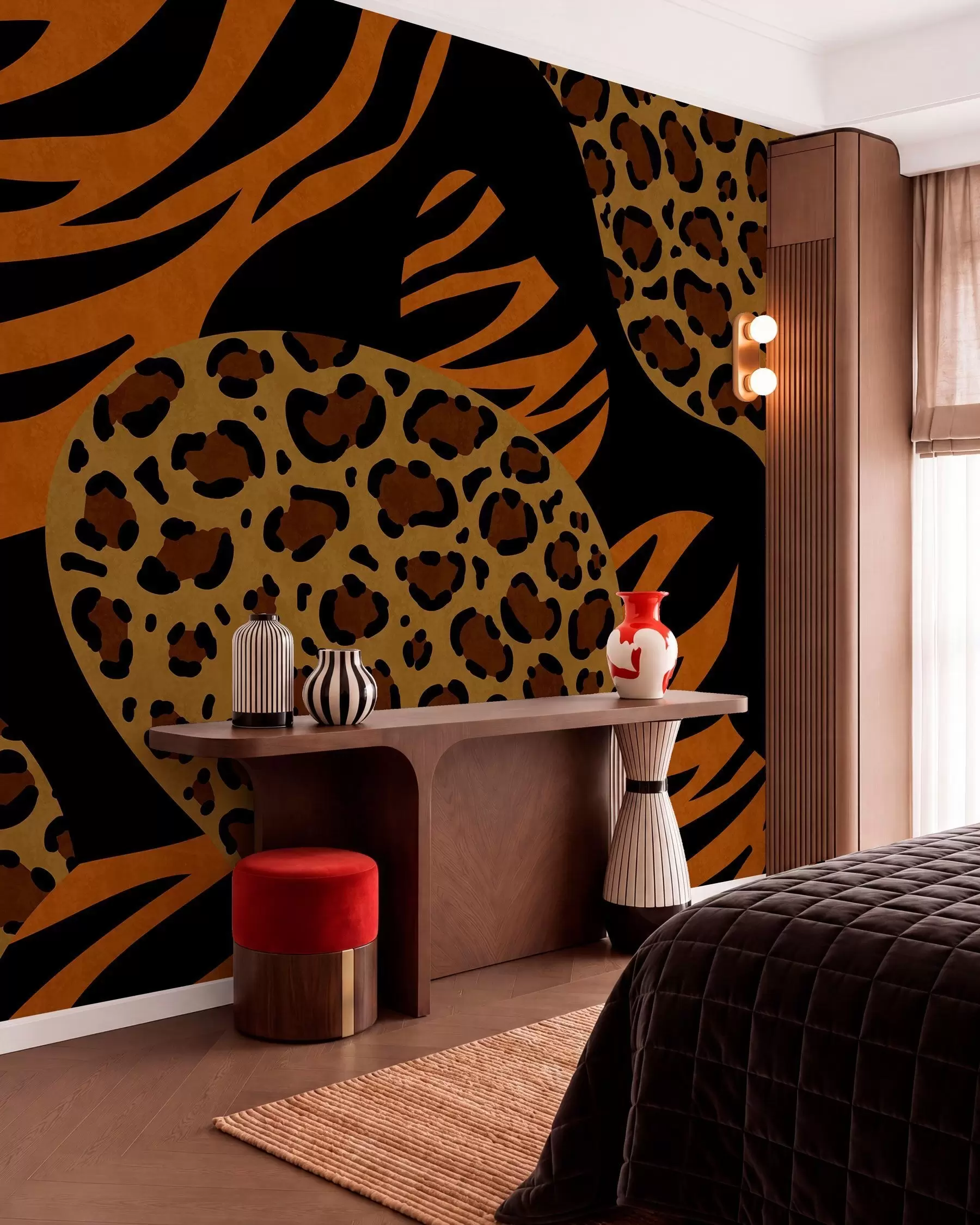 murais de parede Estampas de leopardo e tigre inspiradas em animais selvagens w05759