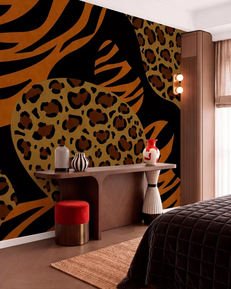 murais de parede Estampas de leopardo e tigre inspiradas em animais selvagens w05759