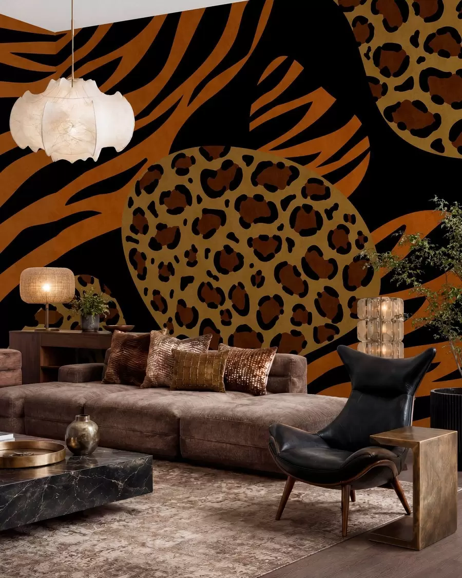 murais de parede Estampas de leopardo e tigre inspiradas em animais selvagens w05759