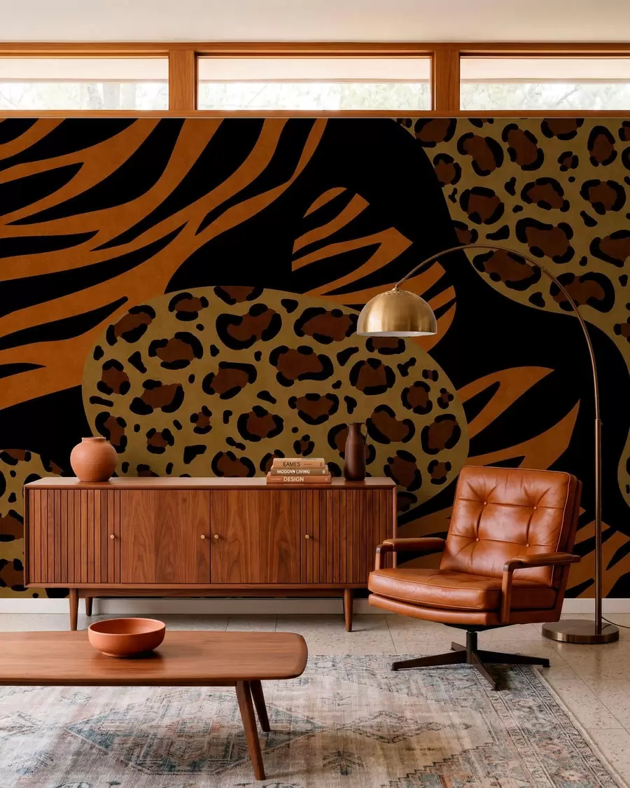 murais de parede Estampas de leopardo e tigre inspiradas em animais selvagens w05759