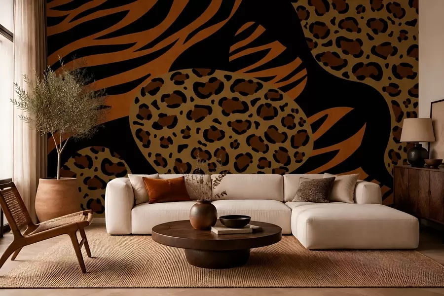murais de parede Estampas de leopardo e tigre inspiradas em animais selvagens w05759