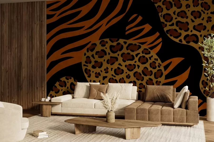 murais de parede Estampas de leopardo e tigre inspiradas em animais selvagens w05759