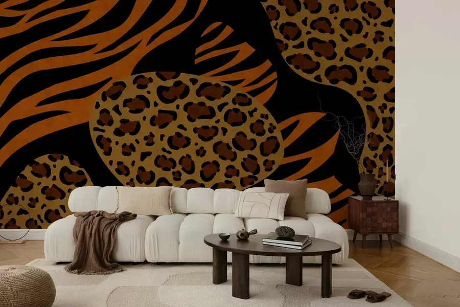 murais de parede Estampas de leopardo e tigre inspiradas em animais selvagens w05759