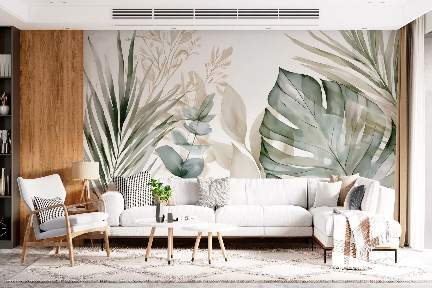 murais de parede Folhas tropicais grandes em estilo aquarela w05867