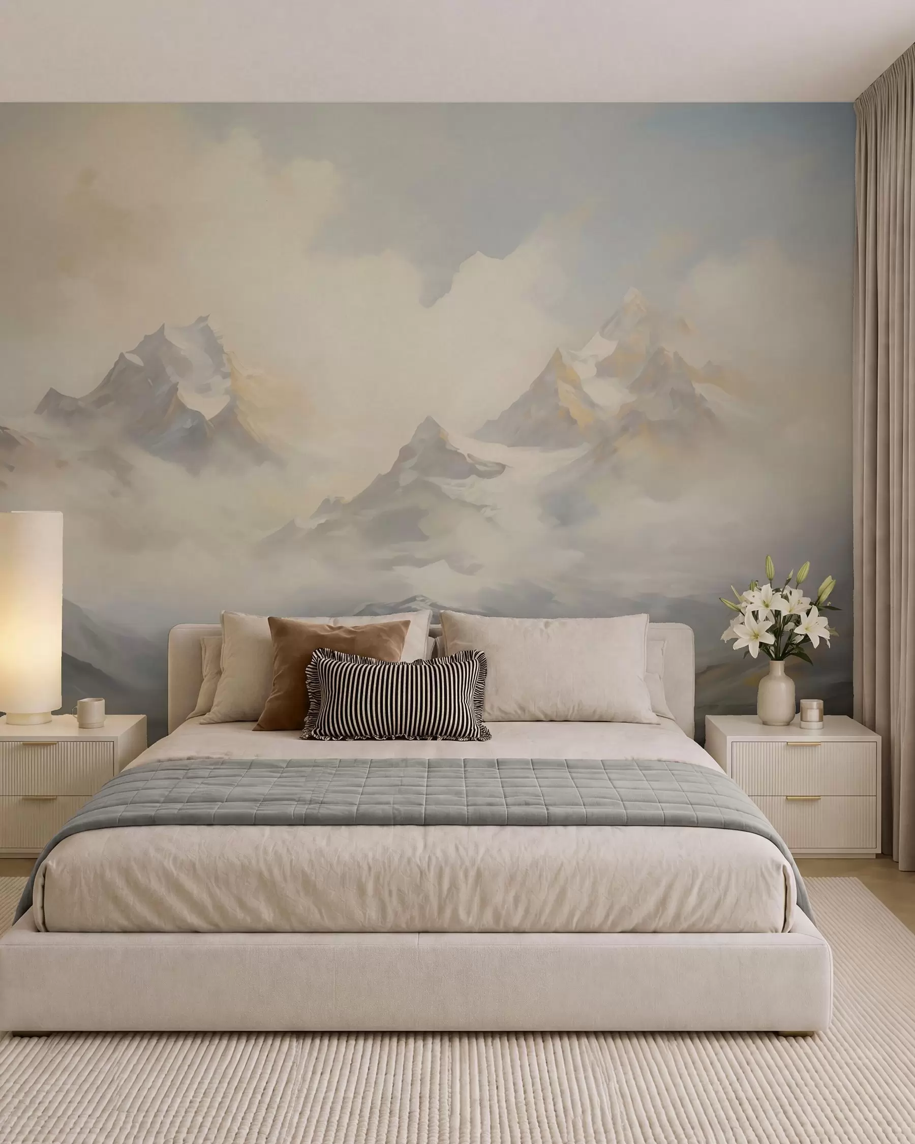 murais de parede Imitação de pintura de paisagem de montanha w05873