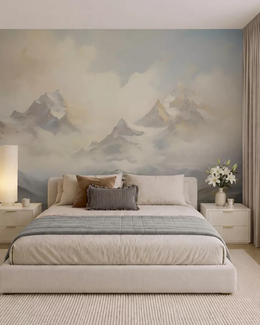 murais de parede Imitação de pintura de paisagem de montanha w05873