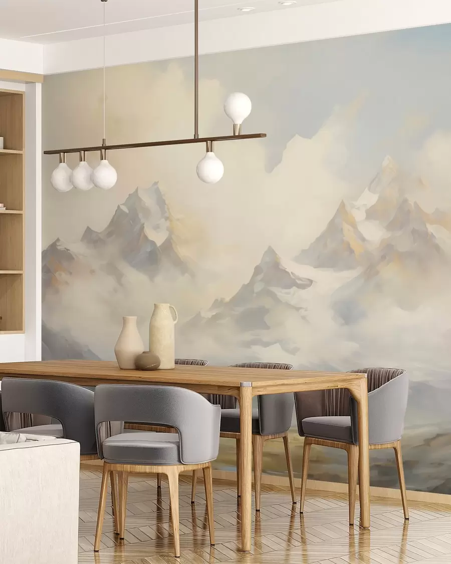 murais de parede Imitação de pintura de paisagem de montanha w05873