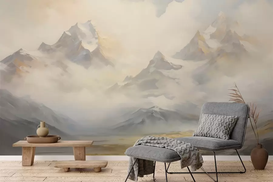 murais de parede Imitação de pintura de paisagem de montanha w05873