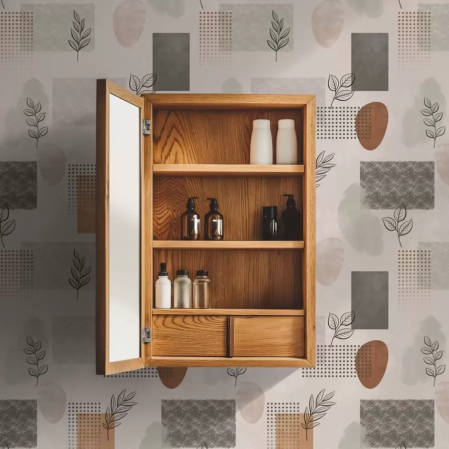 murais de parede Composição abstrata com folhas e formas geométricas a01257