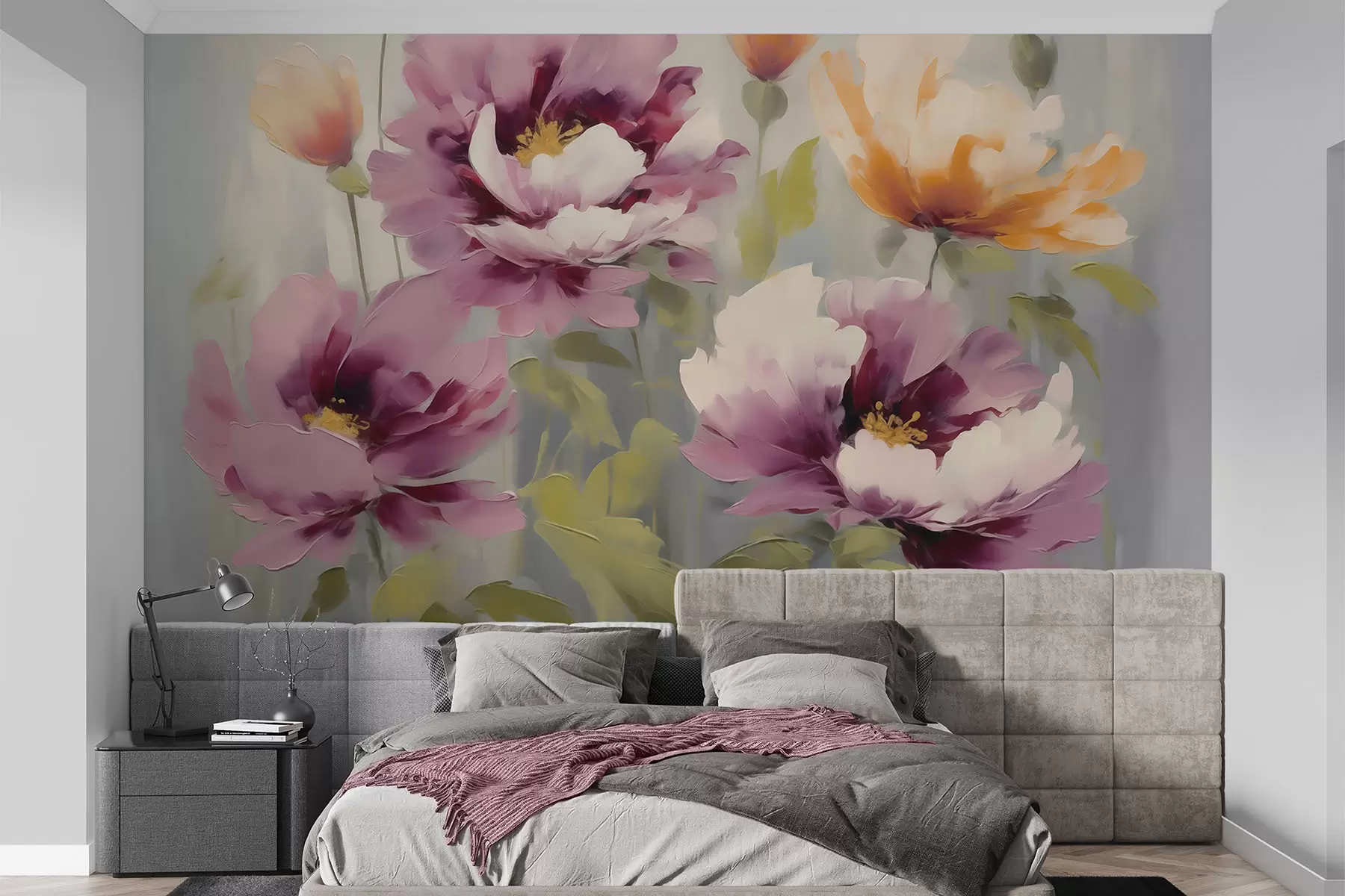 murais de parede Flores abstratas e estilizadas, imitação de pintura w05848