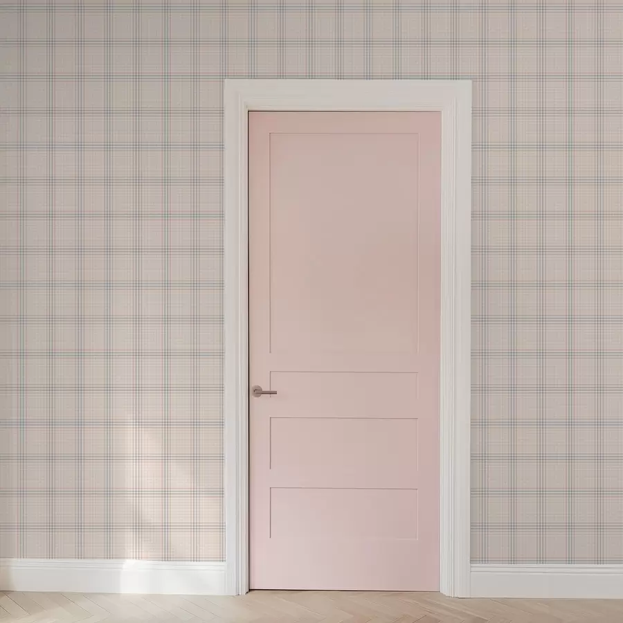 murais de parede Xadrez bege claro com listras azuis e rosa a01251v2