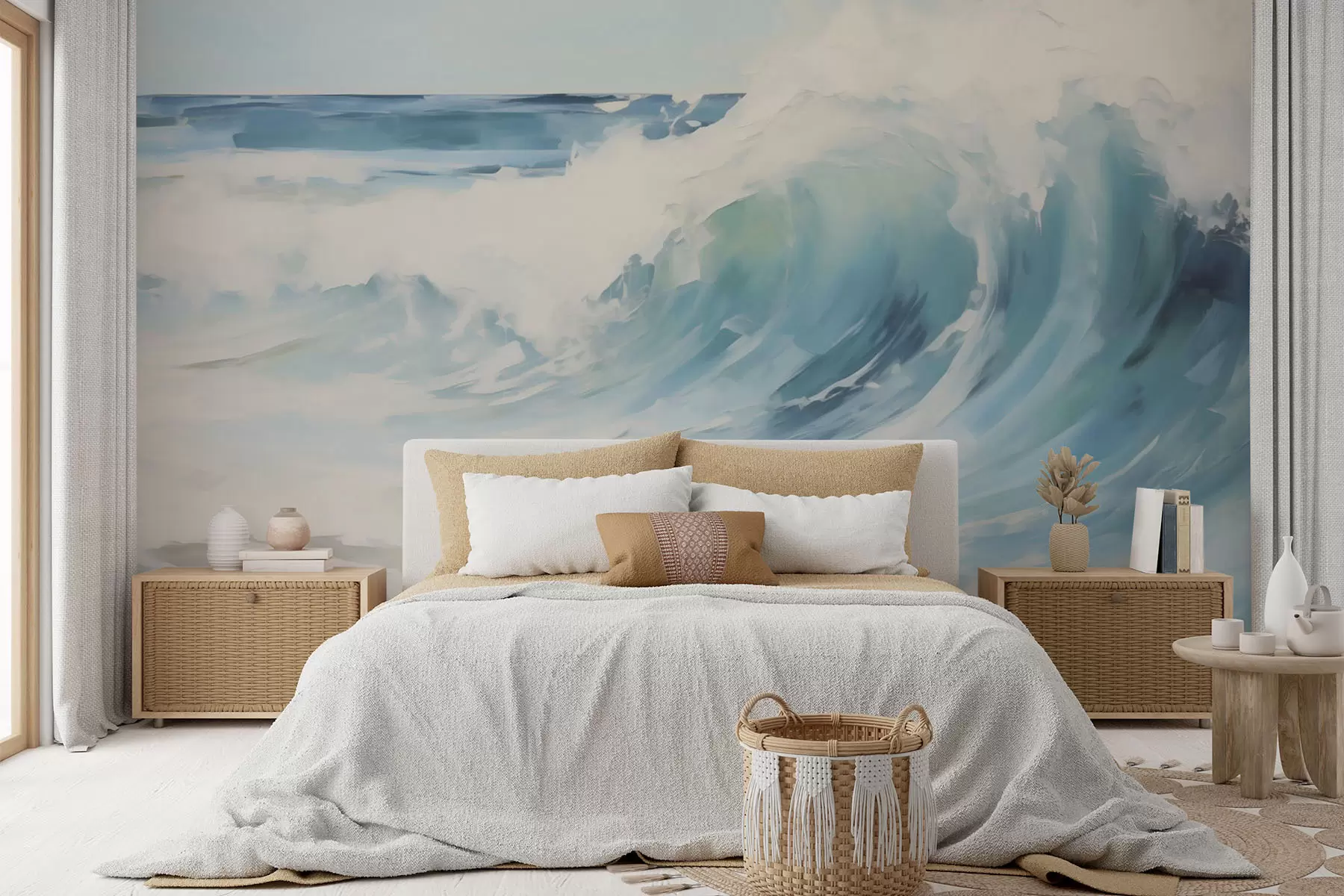 murais de parede Ondas, imitação de pintura w05899