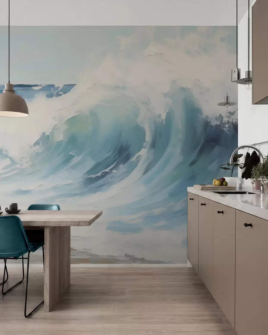 murais de parede Ondas, imitação de pintura w05899