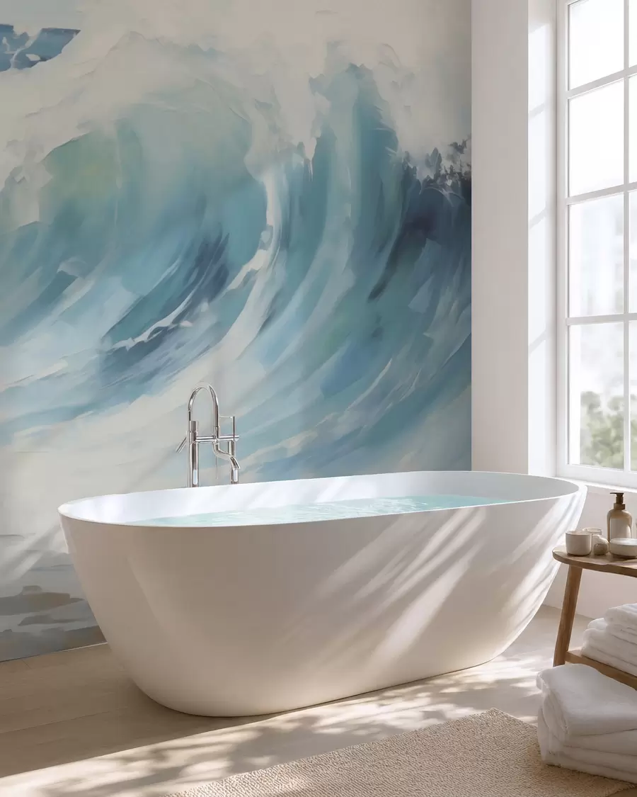 murais de parede Ondas, imitação de pintura w05899