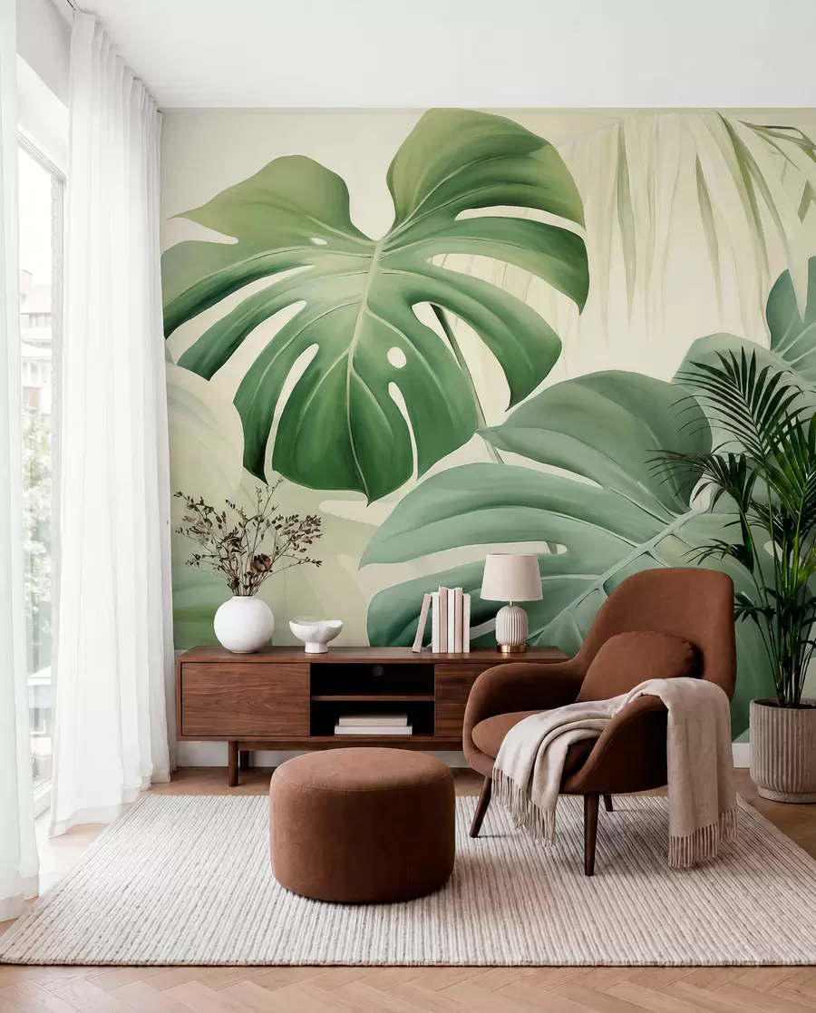 murais de parede Monstera, folhas de palmeira w05909
