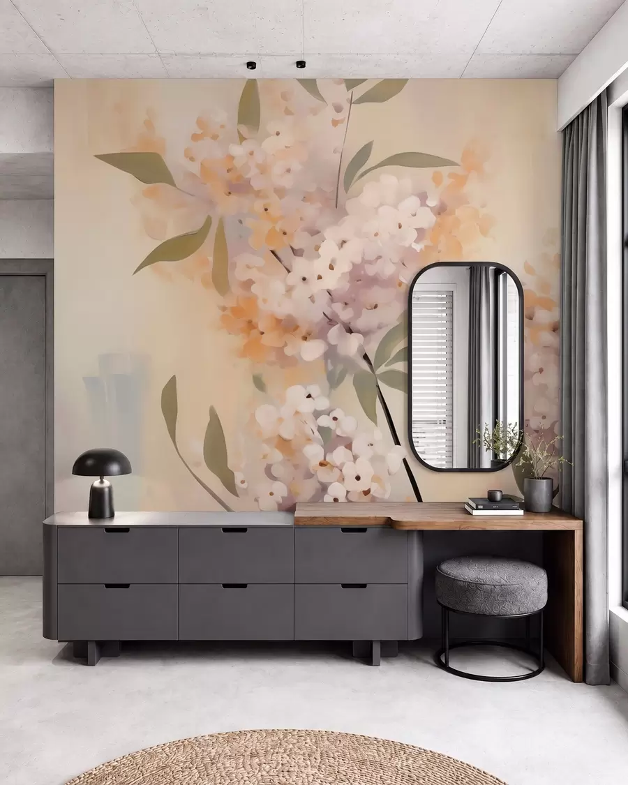 murais de parede Galhos abstratos com flores w05872