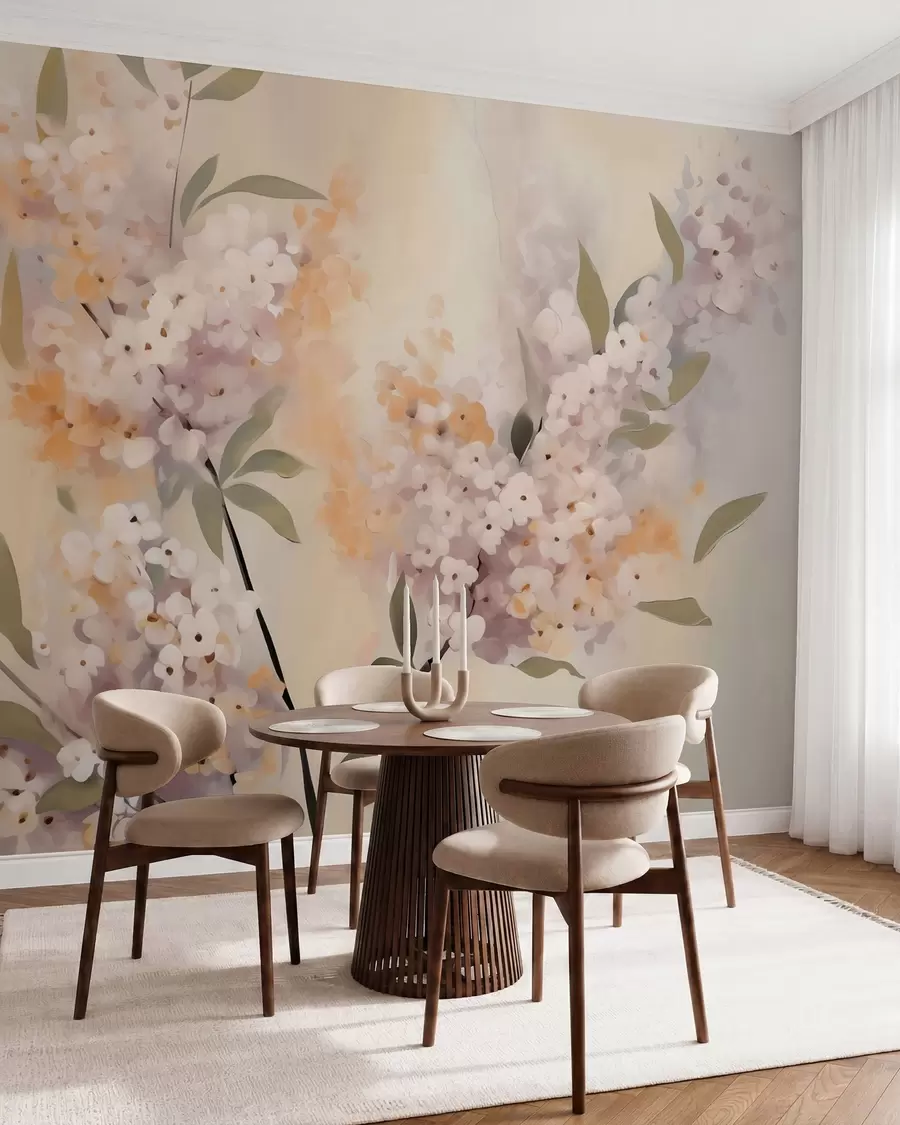 murais de parede Galhos abstratos com flores w05872