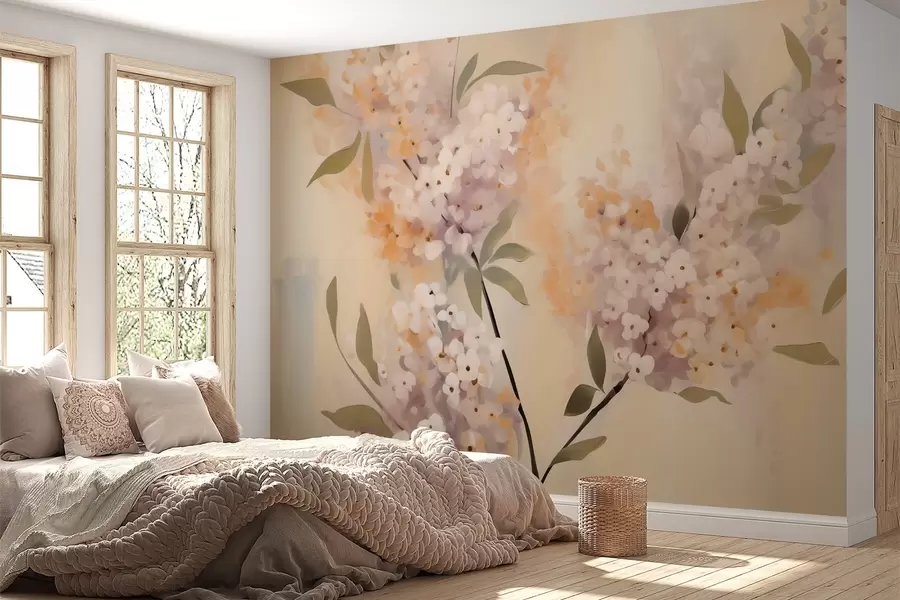 murais de parede Galhos abstratos com flores w05872