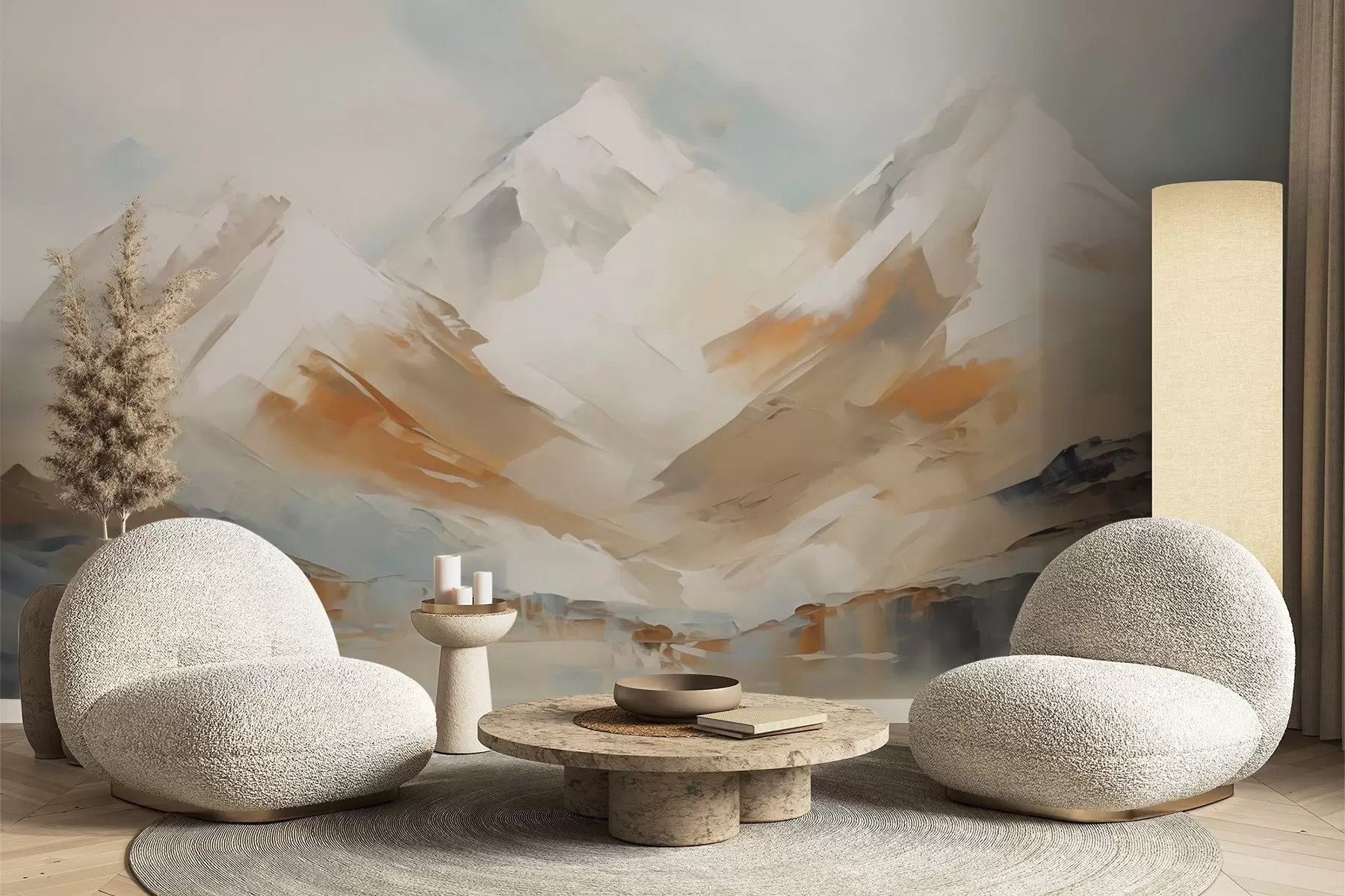 murais de parede Montanhas, pintura em imitação w05904