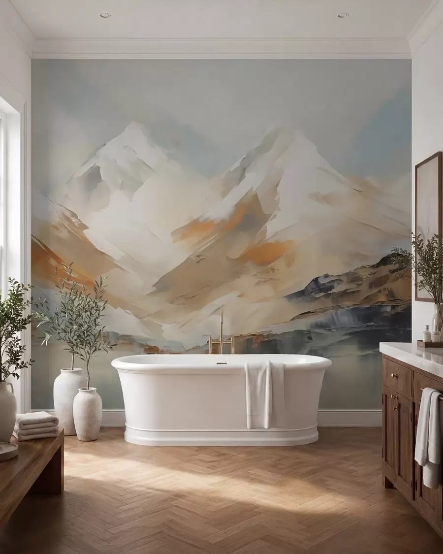 murais de parede Montanhas, pintura em imitação w05904