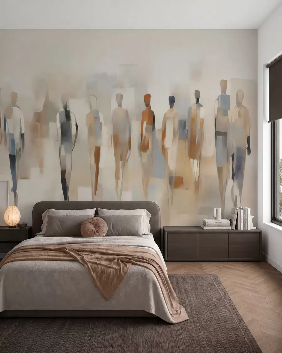 murais de parede Silhuetas humanas abstratas, imitação de uma pintura w05944