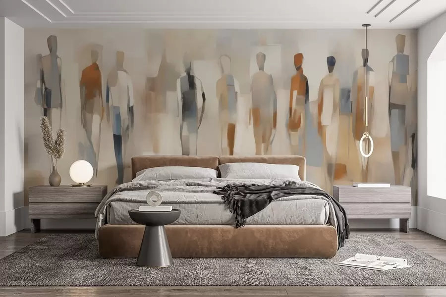 murais de parede Silhuetas humanas abstratas, imitação de uma pintura w05944
