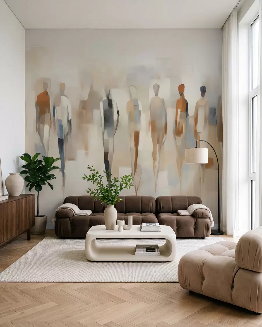 murais de parede Silhuetas humanas abstratas, imitação de uma pintura w05944