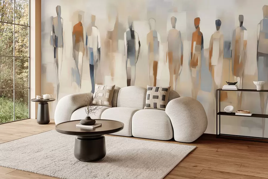 murais de parede Silhuetas humanas abstratas, imitação de uma pintura w05944