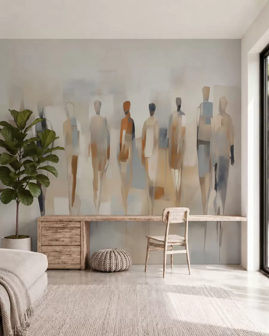 murais de parede Silhuetas humanas abstratas, imitação de uma pintura w05944