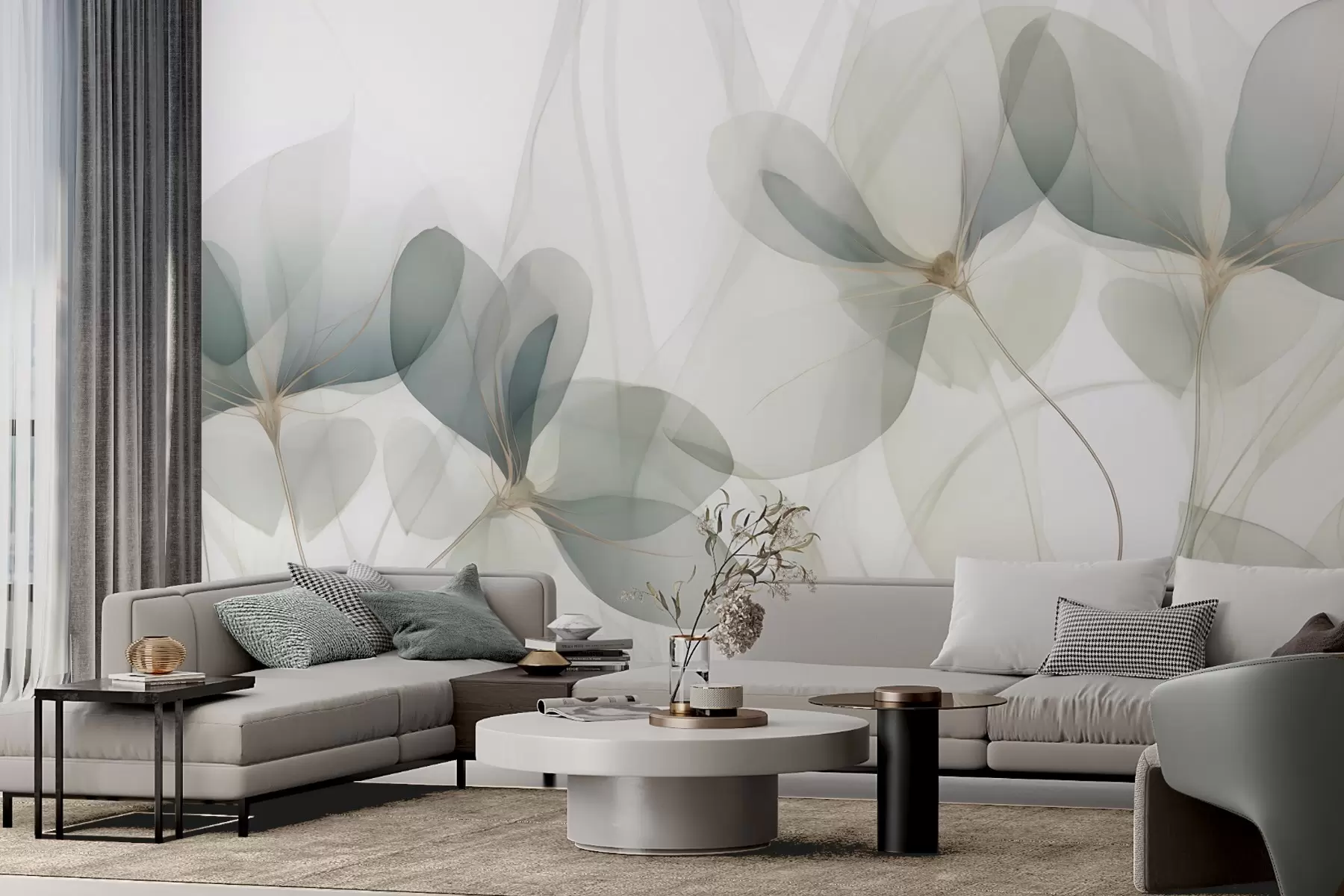 murais de parede Flores abstratas, imitação de uma pintura w05952