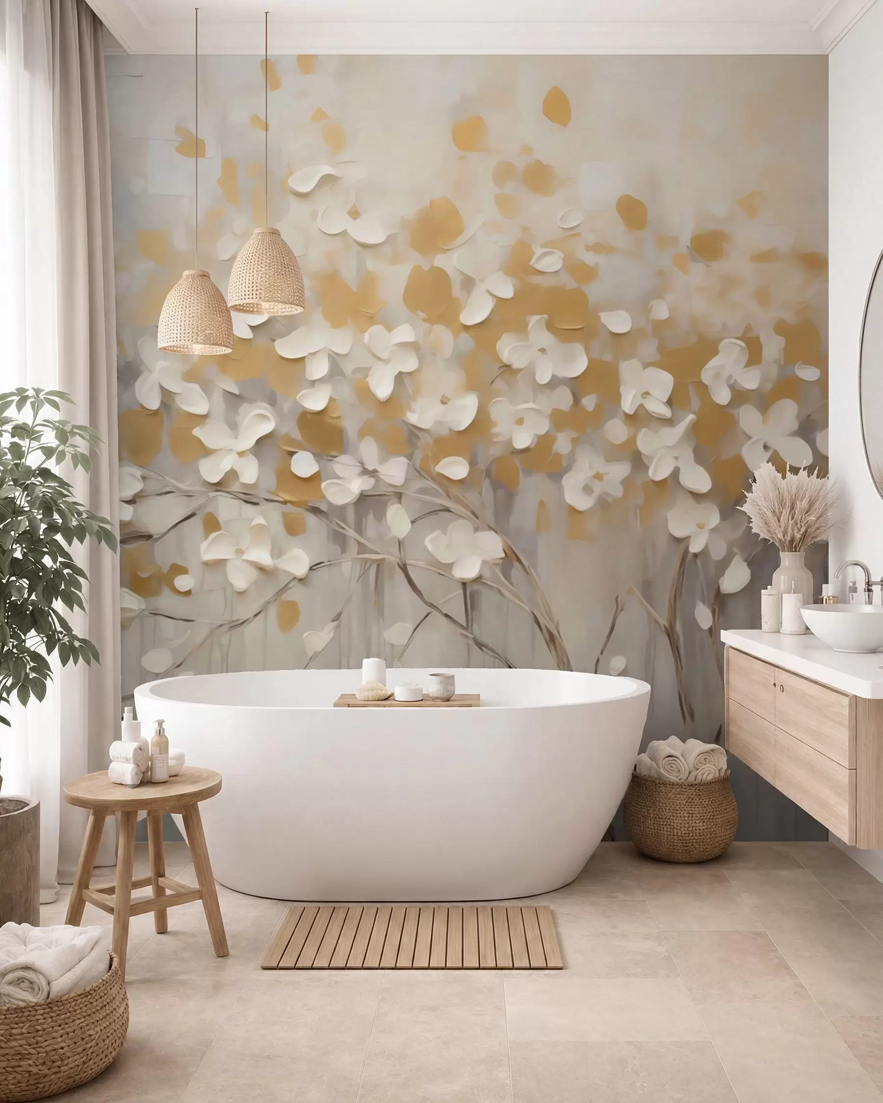 murais de parede Floração em dourado w05951