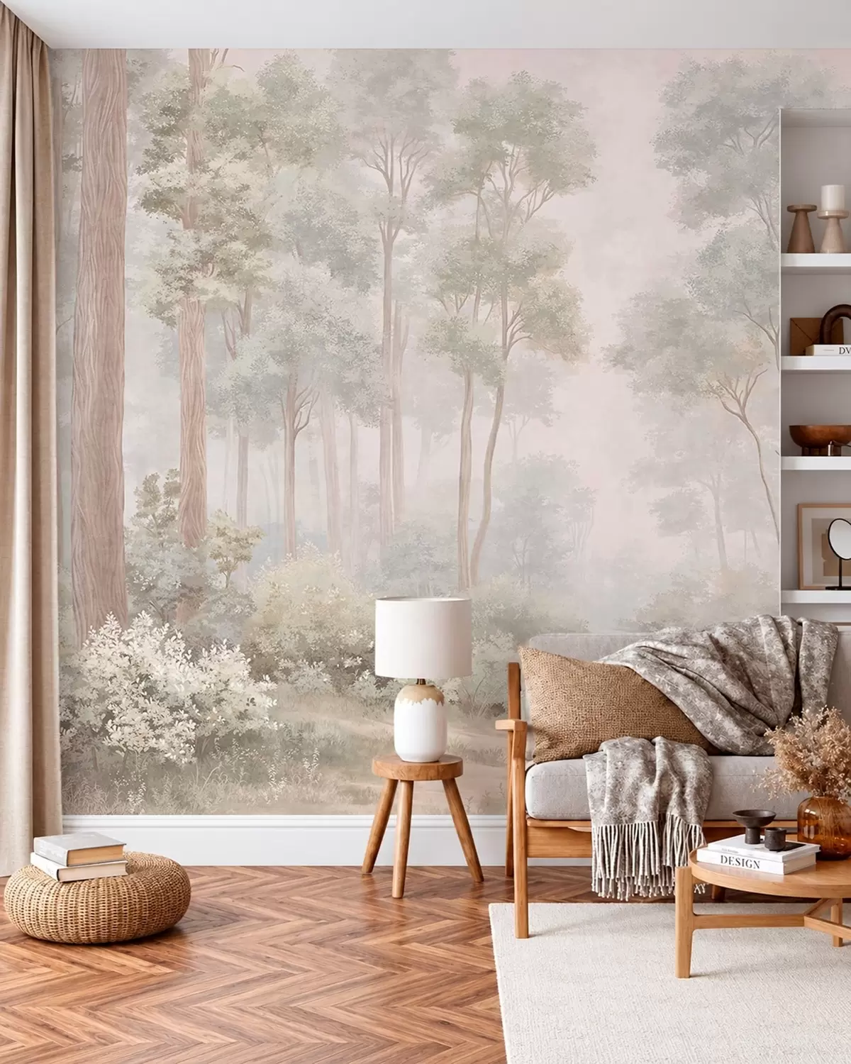 murais de parede Floresta em tons suaves de pastel com um caminho sinuoso w05889