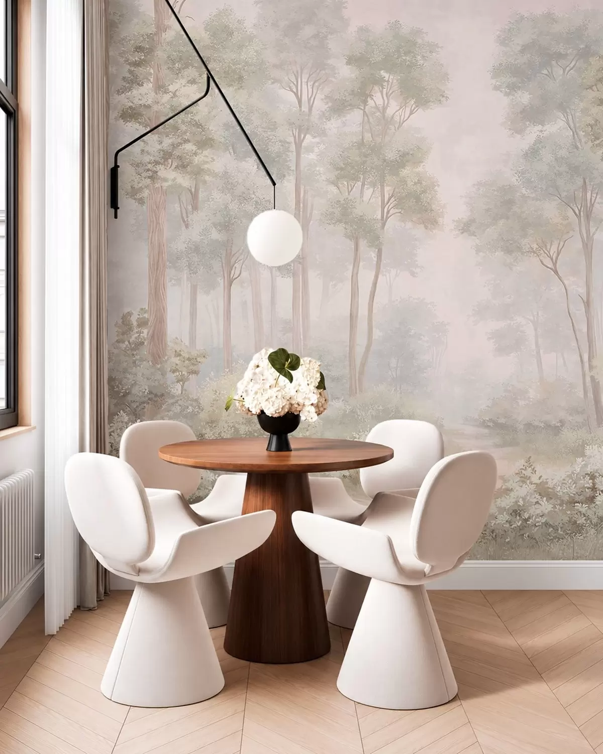 murais de parede Floresta em tons suaves de pastel com um caminho sinuoso w05889